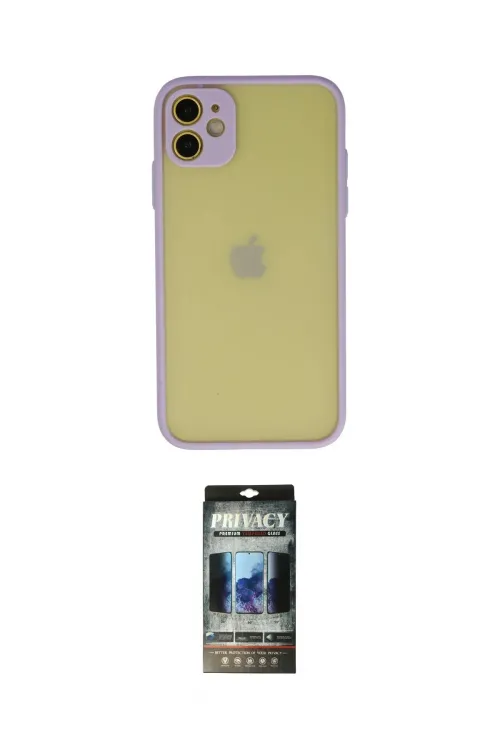 ieg™ iPhone 11 Kılıf Ahenk Çizgi Serisi - Siyah 34D Hayalet Izgaralı Cam