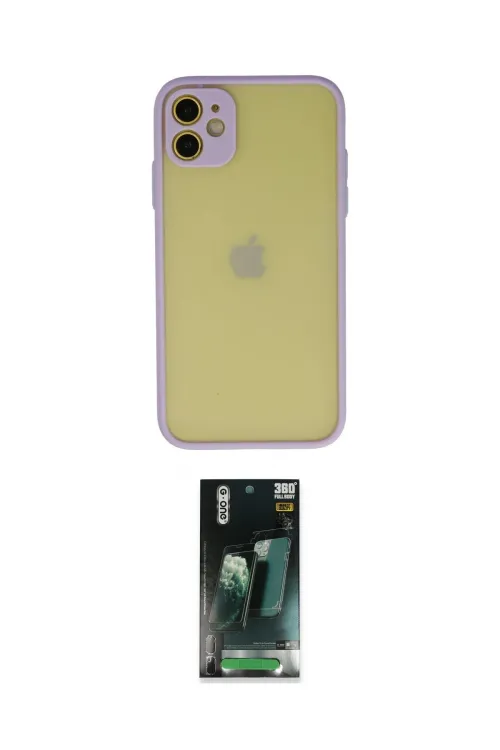 ieg™ iPhone 11 Kılıf Ahenk Çizgi Serisi - Siyah 360 Mat Full Body Arka Koruyucu