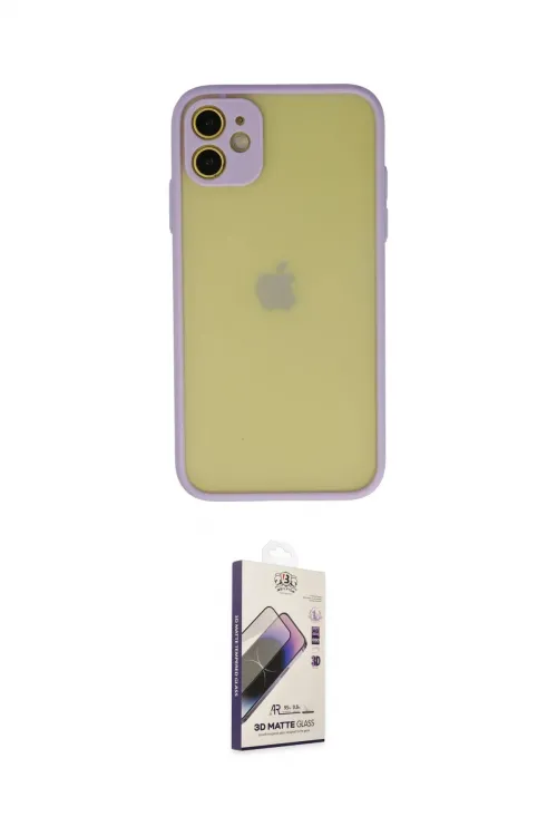 ieg™ iPhone 11 Kılıf Ahenk Çizgi Serisi - Siyah Bilvis 3D Mat Cam Ekran Koruyucu