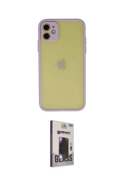 ieg™ iPhone 11 Kılıf Ahenk Çizgi Serisi - Siyah Bilvis Hayalet Cam Ekran Koruyucu