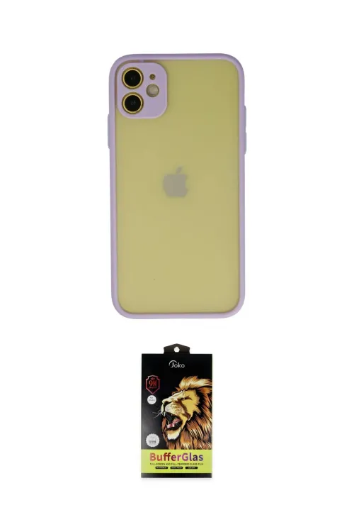 ieg™ iPhone 11 Kılıf Ahenk Çizgi Serisi - Siyah Buffer Cam Ekran Koruyucu
