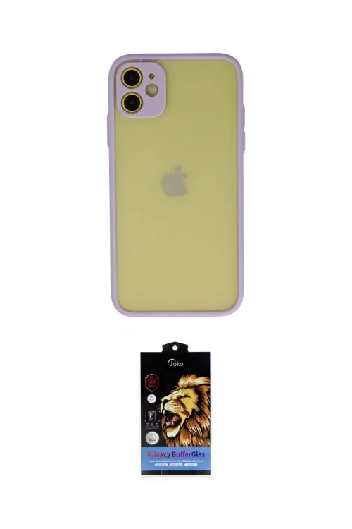 ieg™ iPhone 11 Kılıf Ahenk Çizgi Serisi - Siyah Buffer Hayalet Cam Ekran Koruyucu