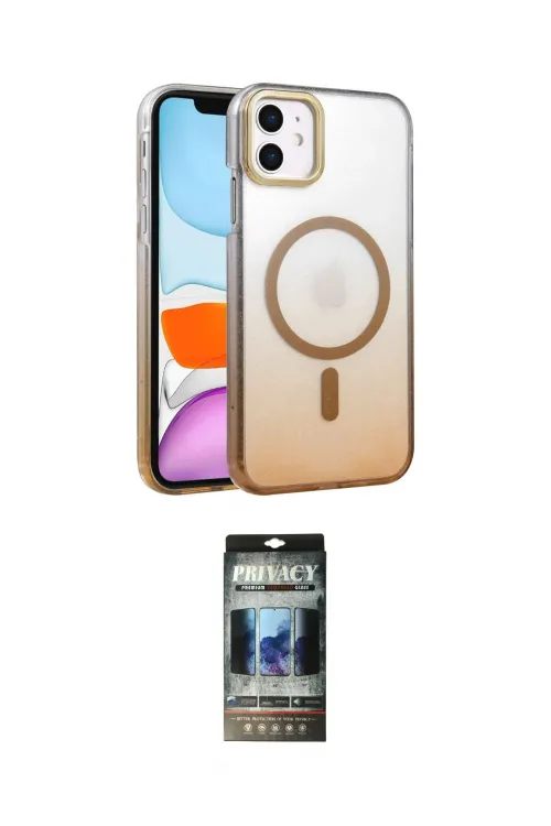 ieg™ iPhone 11 Kılıf Ahenk Doku Özel Seri - Siyah 34D Hayalet Izgaralı Cam