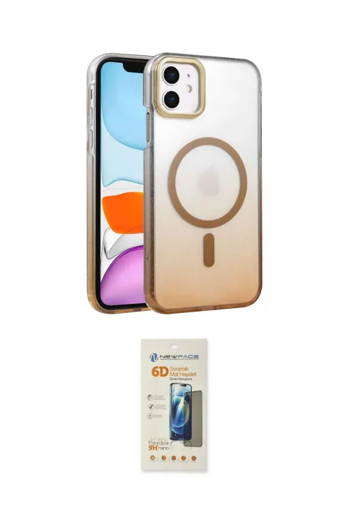 ieg™ iPhone 11 Kılıf Ahenk Doku Özel Seri - Siyah 6D Mat Seramik Hayalet Nano Ekran Koruyucu