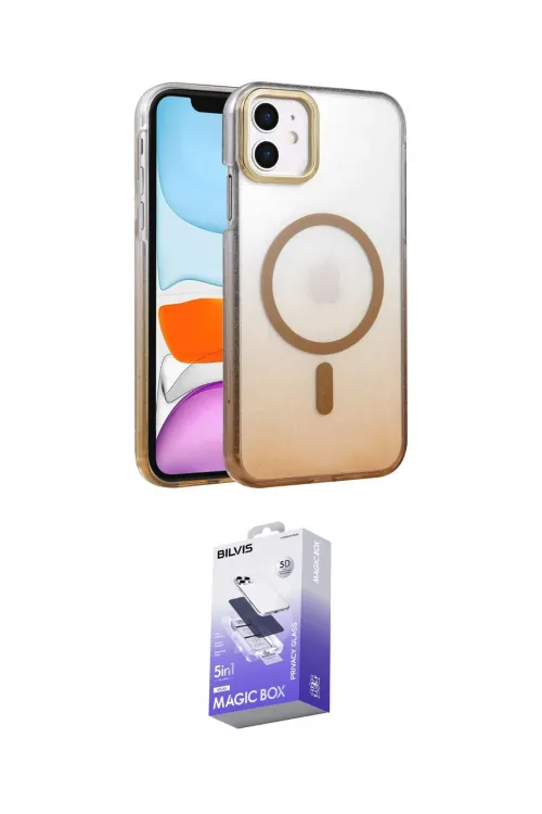 ieg™ iPhone 11 Kılıf Ahenk Doku Özel Seri - Siyah Bilvis 5in1 5D Magic Hayalet Cam Ekran Koruyucu