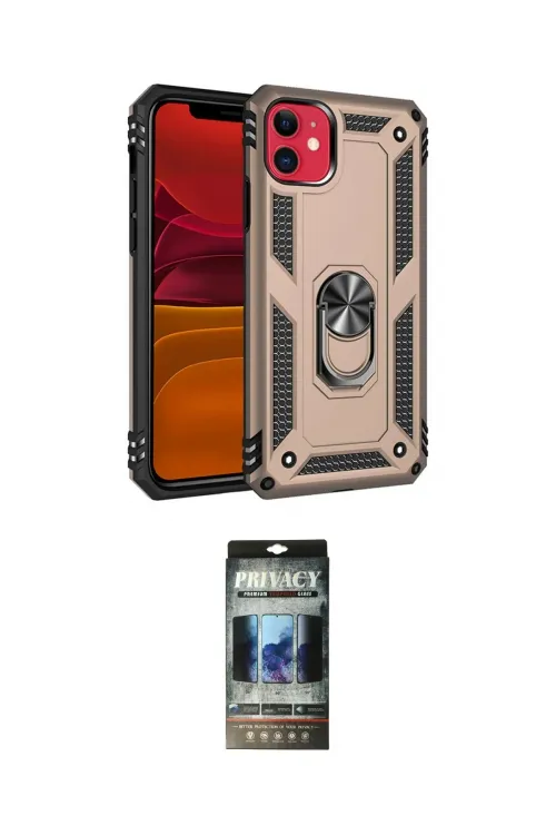 ieg™ iPhone 11 Kılıf Ahenk Klasik Koleksiyonu - Siyah 34D Hayalet Izgaralı Cam