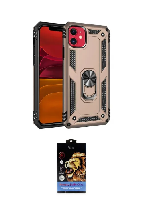 ieg™ iPhone 11 Kılıf Ahenk Klasik Koleksiyonu - Siyah Buffer Hayalet Cam Ekran Koruyucu