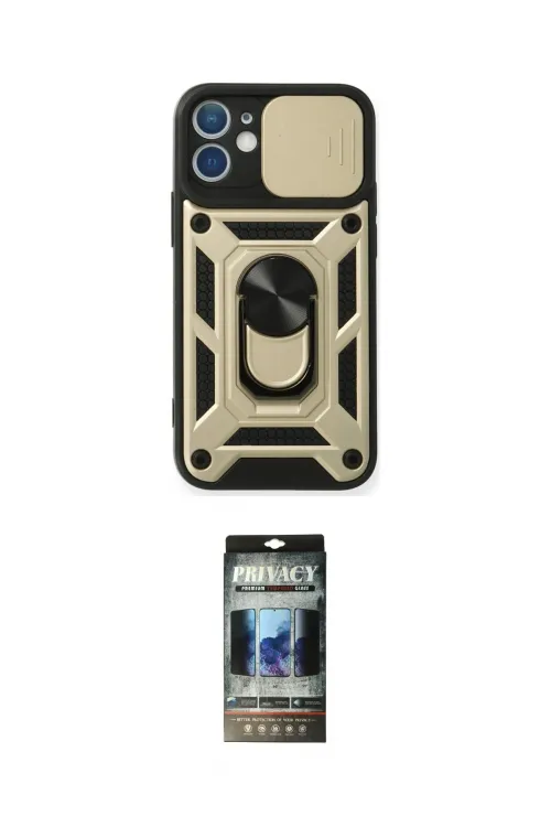 ieg™ iPhone 11 Kılıf Ahenk Klasik - Siyah 34D Hayalet Izgaralı Cam