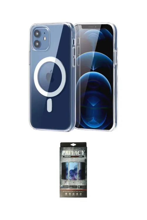 ieg™ iPhone 11 Kılıf Ahenk Minimal Serisi - Siyah 34D Hayalet Izgaralı Cam