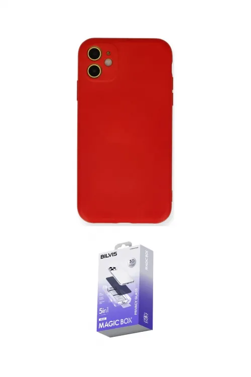 ieg™ iPhone 11 Kılıf Ahenk Serisi - Siyah Bilvis 5in1 5D Magic Hayalet Cam Ekran Koruyucu