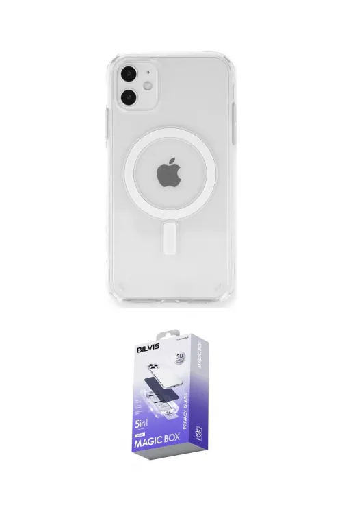 ieg™ iPhone 11 Kılıf Ahenk Yansıma Prime - Siyah Bilvis 5in1 5D Magic Hayalet Cam Ekran Koruyucu