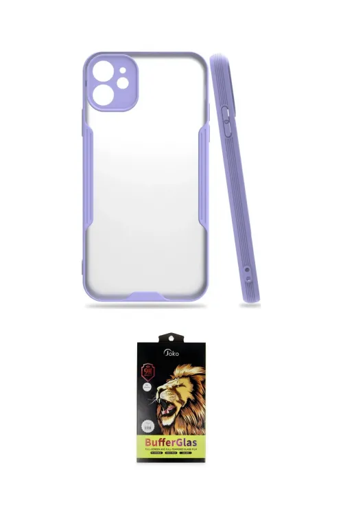 ieg™ iPhone 11 Kılıf Atlas Asil Serisi - Siyah Buffer Cam Ekran Koruyucu