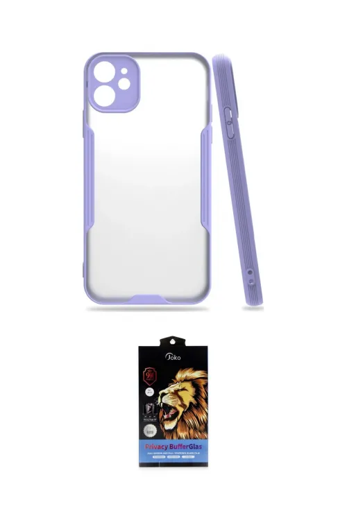 ieg™ iPhone 11 Kılıf Atlas Asil Serisi - Siyah Buffer Hayalet Cam Ekran Koruyucu