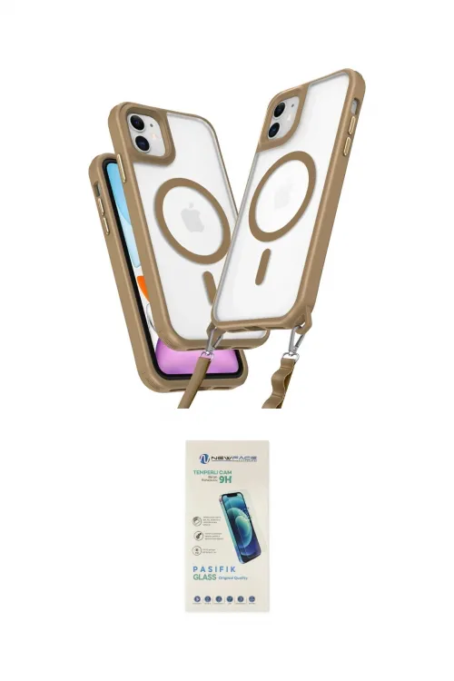 ieg™ iPhone 11 Kılıf Atlas Doku Koleksiyonu - Şeffaf Pasifik Cam Ekran Koruyucu