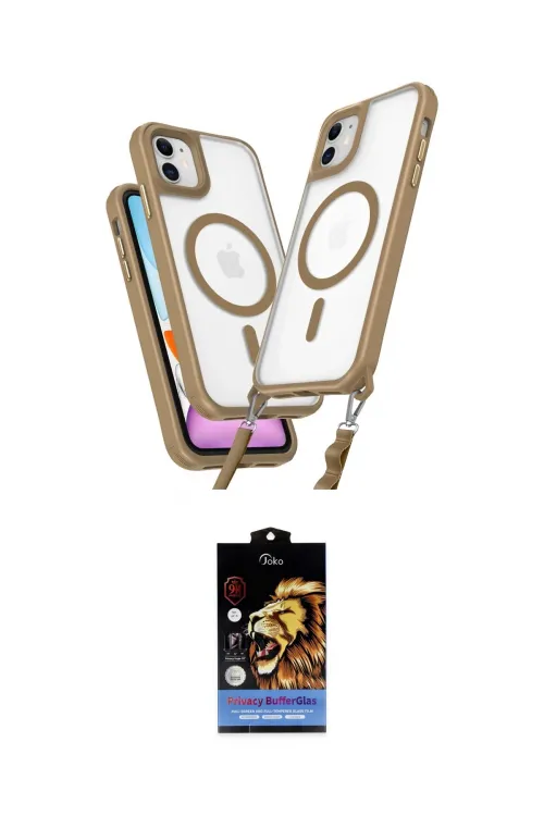 ieg™ iPhone 11 Kılıf Atlas Doku Koleksiyonu - Siyah Buffer Hayalet Cam Ekran Koruyucu