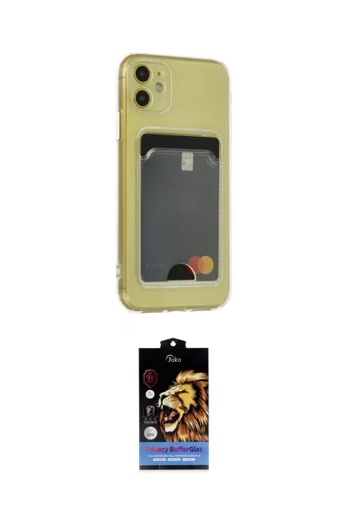 ieg™ iPhone 11 Kılıf Doruk Klasik Koleksiyonu - Siyah Buffer Hayalet Cam Ekran Koruyucu
