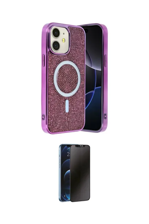ieg™ iPhone 11 Kılıf Eksen Çizgi - Siyah 3D Antistatik Hayalet Cam Ekran Koruyucu