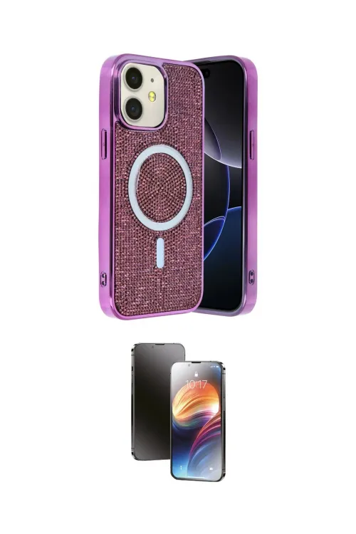 ieg™ iPhone 11 Kılıf Eksen Çizgi - Siyah 3D Antistatik Mat Seramik Nano Ekran Koruyucu