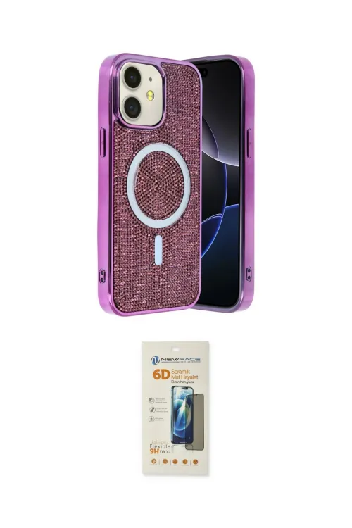 ieg™ iPhone 11 Kılıf Eksen Çizgi - Siyah 6D Mat Seramik Hayalet Nano Ekran Koruyucu