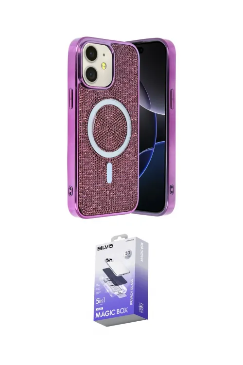 ieg™ iPhone 11 Kılıf Eksen Çizgi - Siyah Bilvis 5in1 5D Magic Hayalet Cam Ekran Koruyucu