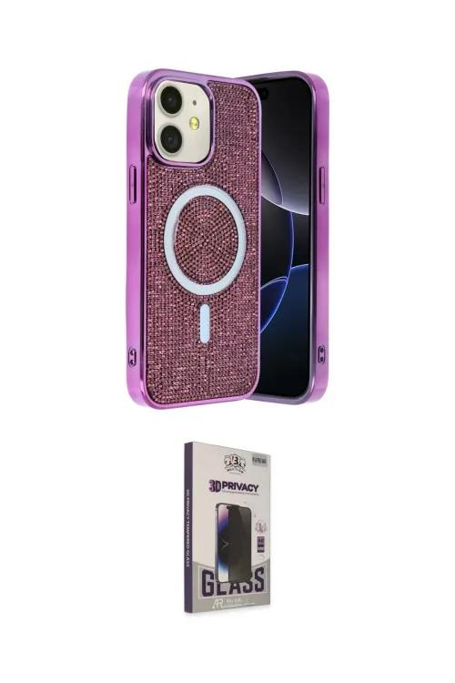 ieg™ iPhone 11 Kılıf Eksen Çizgi - Siyah Bilvis Hayalet Cam Ekran Koruyucu