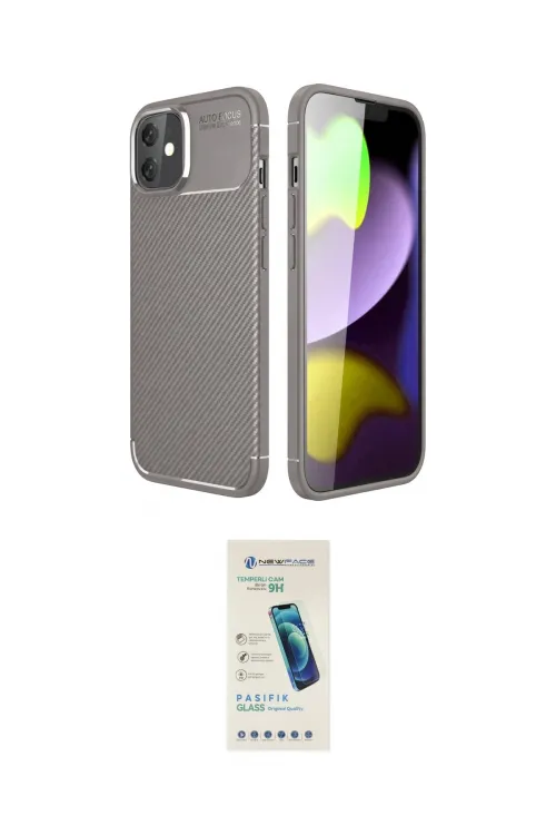ieg™ iPhone 11 Kılıf Eksen Form Prime - Şeffaf Pasifik Cam Ekran Koruyucu