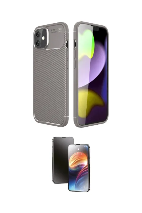 ieg™ iPhone 11 Kılıf Eksen Form Prime - Siyah 3D Antistatik Mat Seramik Nano Ekran Koruyucu