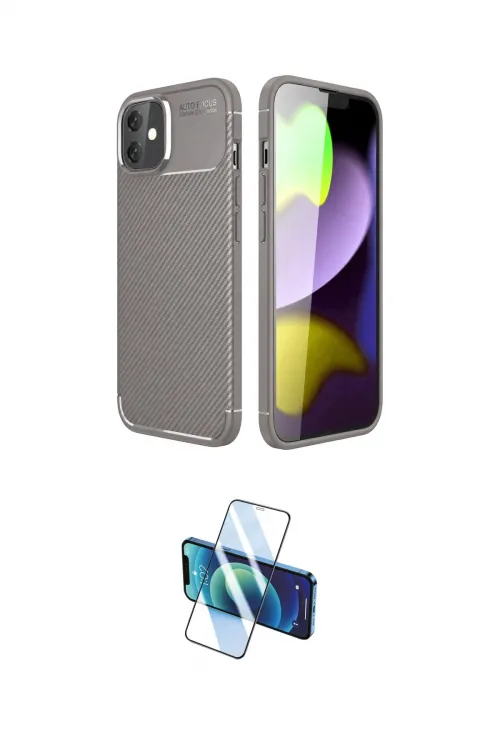 ieg™ iPhone 11 Kılıf Eksen Form Prime - Siyah 3D Antistatik Seramik Nano Ekran Koruyucu