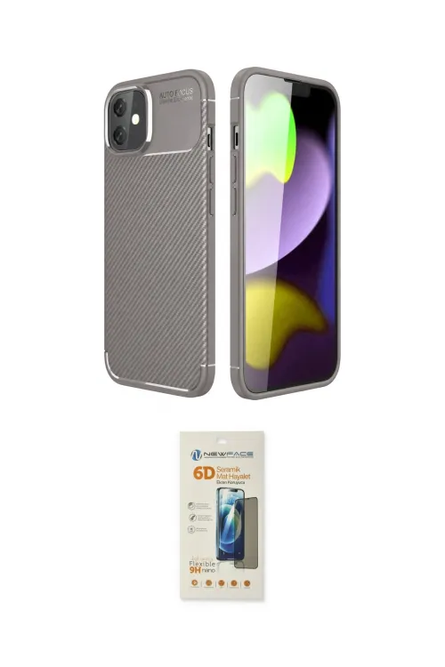 ieg™ iPhone 11 Kılıf Eksen Form Prime - Siyah 6D Mat Seramik Hayalet Nano Ekran Koruyucu