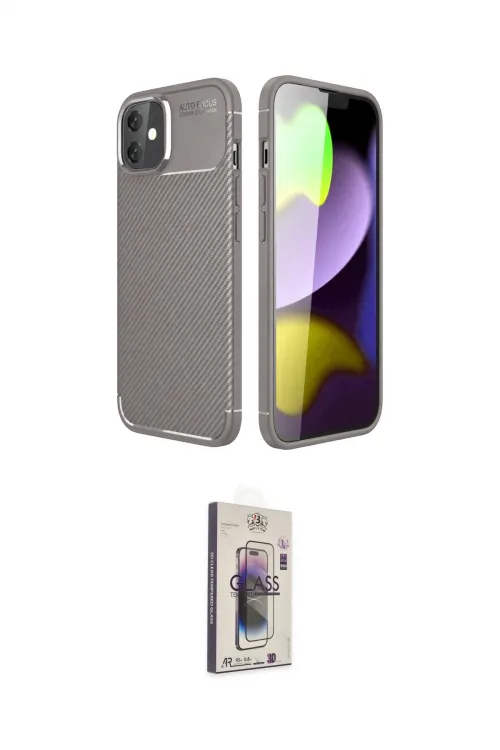 ieg™ iPhone 11 Kılıf Eksen Form Prime - Siyah Bilvis 3D Cam Ekran Koruyucu