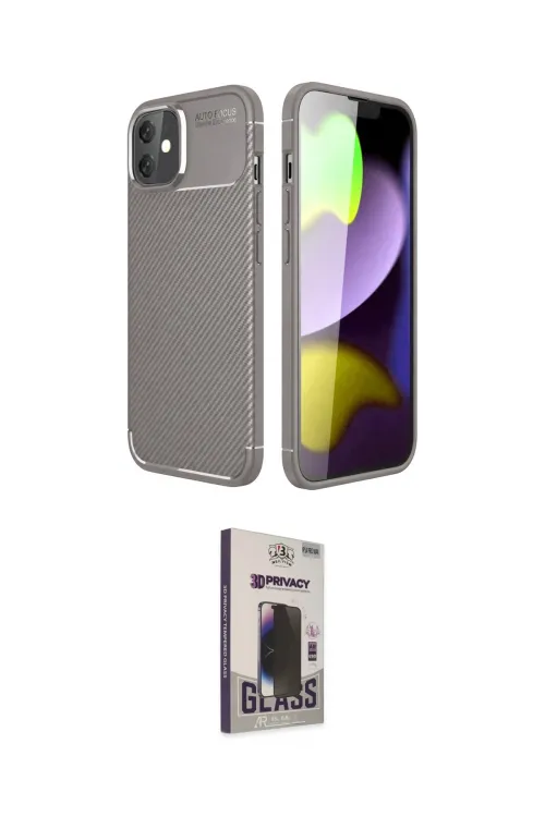 ieg™ iPhone 11 Kılıf Eksen Form Prime - Siyah Bilvis Hayalet Cam Ekran Koruyucu