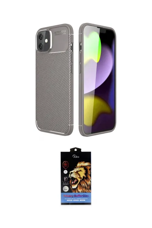 ieg™ iPhone 11 Kılıf Eksen Form Prime - Siyah Buffer Hayalet Cam Ekran Koruyucu