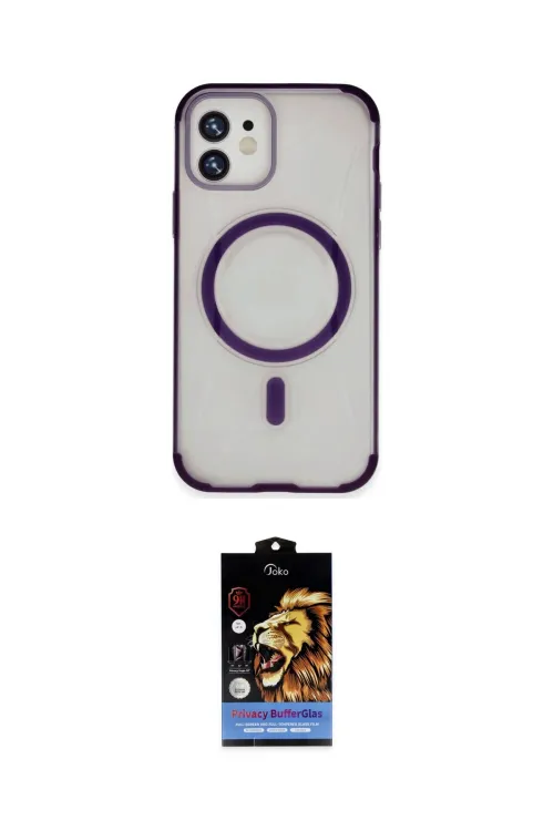 ieg™ iPhone 11 Kılıf Eksen Klasik Koleksiyonu - Siyah Buffer Hayalet Cam Ekran Koruyucu