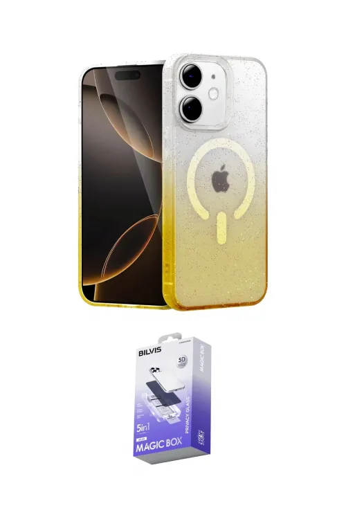 ieg™ iPhone 11 Kılıf Eksen Minimal Özel Seri - Siyah Bilvis 5in1 5D Magic Hayalet Cam Ekran Koruyucu