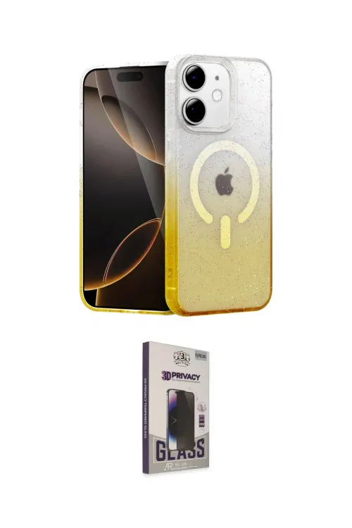 ieg™ iPhone 11 Kılıf Eksen Minimal Özel Seri - Siyah Bilvis Hayalet Cam Ekran Koruyucu