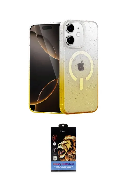 ieg™ iPhone 11 Kılıf Eksen Minimal Özel Seri - Siyah Buffer Hayalet Cam Ekran Koruyucu