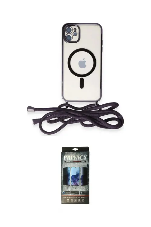 ieg™ iPhone 11 Kılıf Eksen Özel Seri - Siyah 34D Hayalet Izgaralı Cam