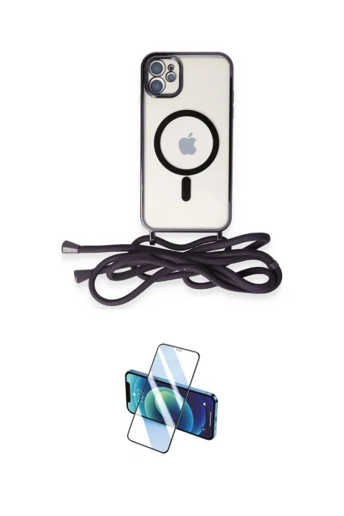 ieg™ iPhone 11 Kılıf Eksen Özel Seri - Siyah 3D Antistatik Cam Ekran Koruyucu