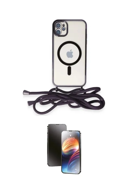 ieg™ iPhone 11 Kılıf Eksen Özel Seri - Siyah 3D Antistatik Mat Seramik Nano Ekran Koruyucu