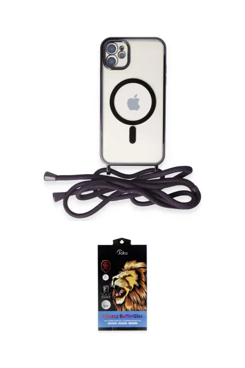 ieg™ iPhone 11 Kılıf Eksen Özel Seri - Siyah Buffer Hayalet Cam Ekran Koruyucu