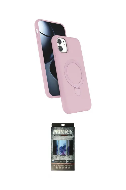 ieg™ iPhone 11 Kılıf İz Işık Koleksiyonu - Siyah 34D Hayalet Izgaralı Cam