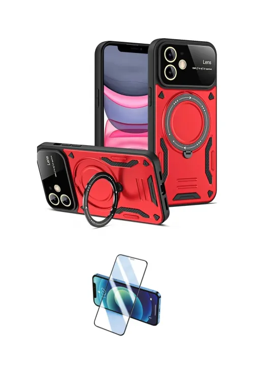 ieg™ iPhone 11 Kılıf Kıvılcım Modern Serisi - Siyah 3D Antistatik Cam Ekran Koruyucu