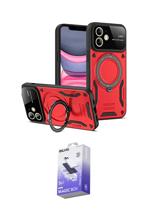 ieg™ iPhone 11 Kılıf Kıvılcım Modern Serisi - Siyah Bilvis 5in1 5D Magic Hayalet Cam Ekran Koruyucu