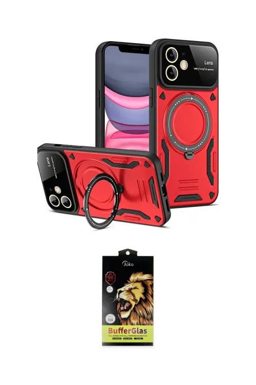 ieg™ iPhone 11 Kılıf Kıvılcım Modern Serisi - Siyah Buffer Cam Ekran Koruyucu