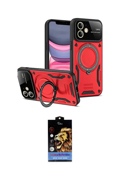ieg™ iPhone 11 Kılıf Kıvılcım Modern Serisi - Siyah Buffer Hayalet Cam Ekran Koruyucu