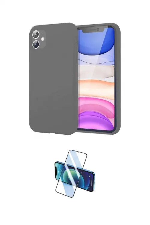ieg™ iPhone 11 Kılıf Kozmos Yansıma Özel Seri - Siyah 3D Antistatik Cam Ekran Koruyucu