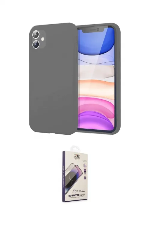 ieg™ iPhone 11 Kılıf Kozmos Yansıma Özel Seri - Siyah Bilvis 3D Mat Cam Ekran Koruyucu