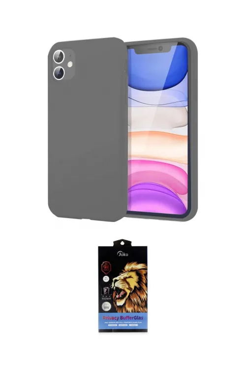 ieg™ iPhone 11 Kılıf Kozmos Yansıma Özel Seri - Siyah Buffer Hayalet Cam Ekran Koruyucu