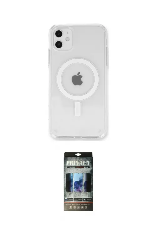 ieg™ iPhone 11 Kılıf Kutup Klasik Serisi - Siyah 34D Hayalet Izgaralı Cam