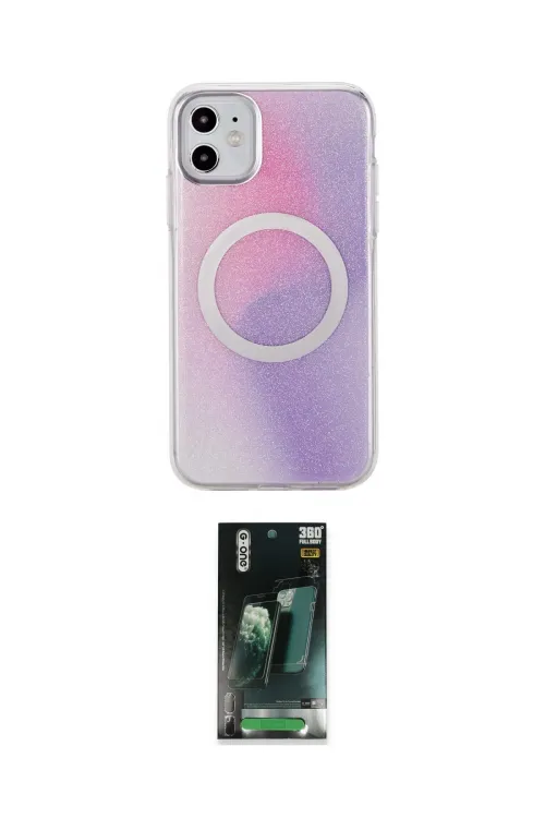 ieg™ iPhone 11 Kılıf Pusula Form - Şeffaf 360 Full Body Arka Koruyucu